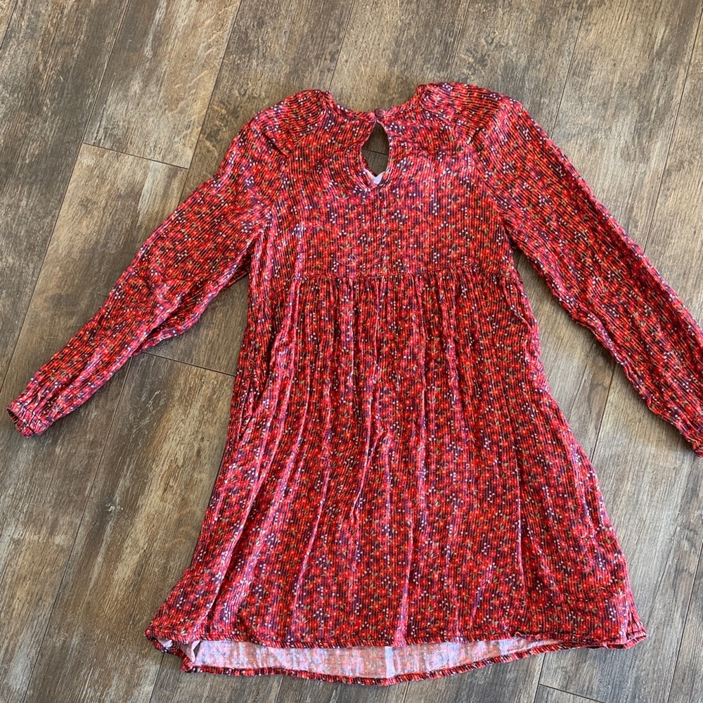 Cat & Jack Vibrant Red Floral Long Sleeve Dress - Picture 8 of 10